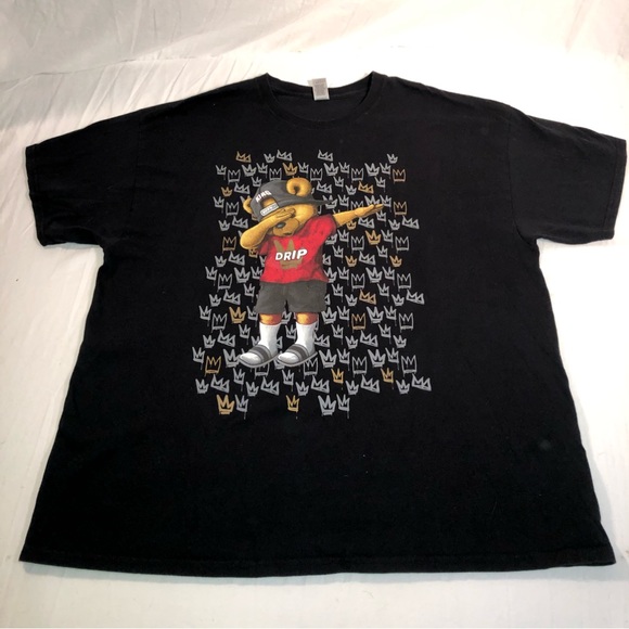 Men’s Gildan Heavy Cotton Dabbing Bear Graphic Short Sleeve T-Shirt XXL Black - Picture 1 of 7